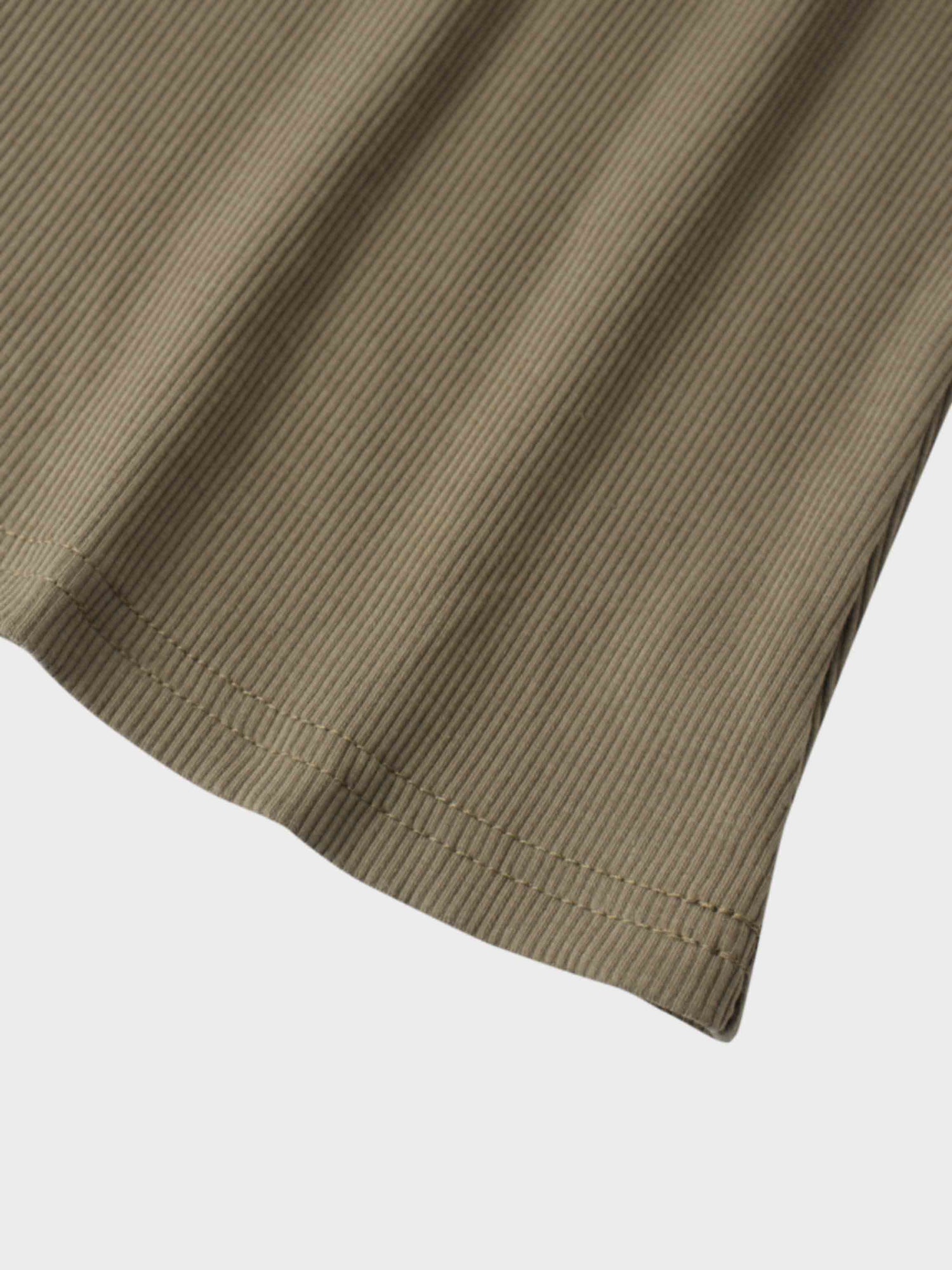 Soft Ribbed High V Tee-Olive Green