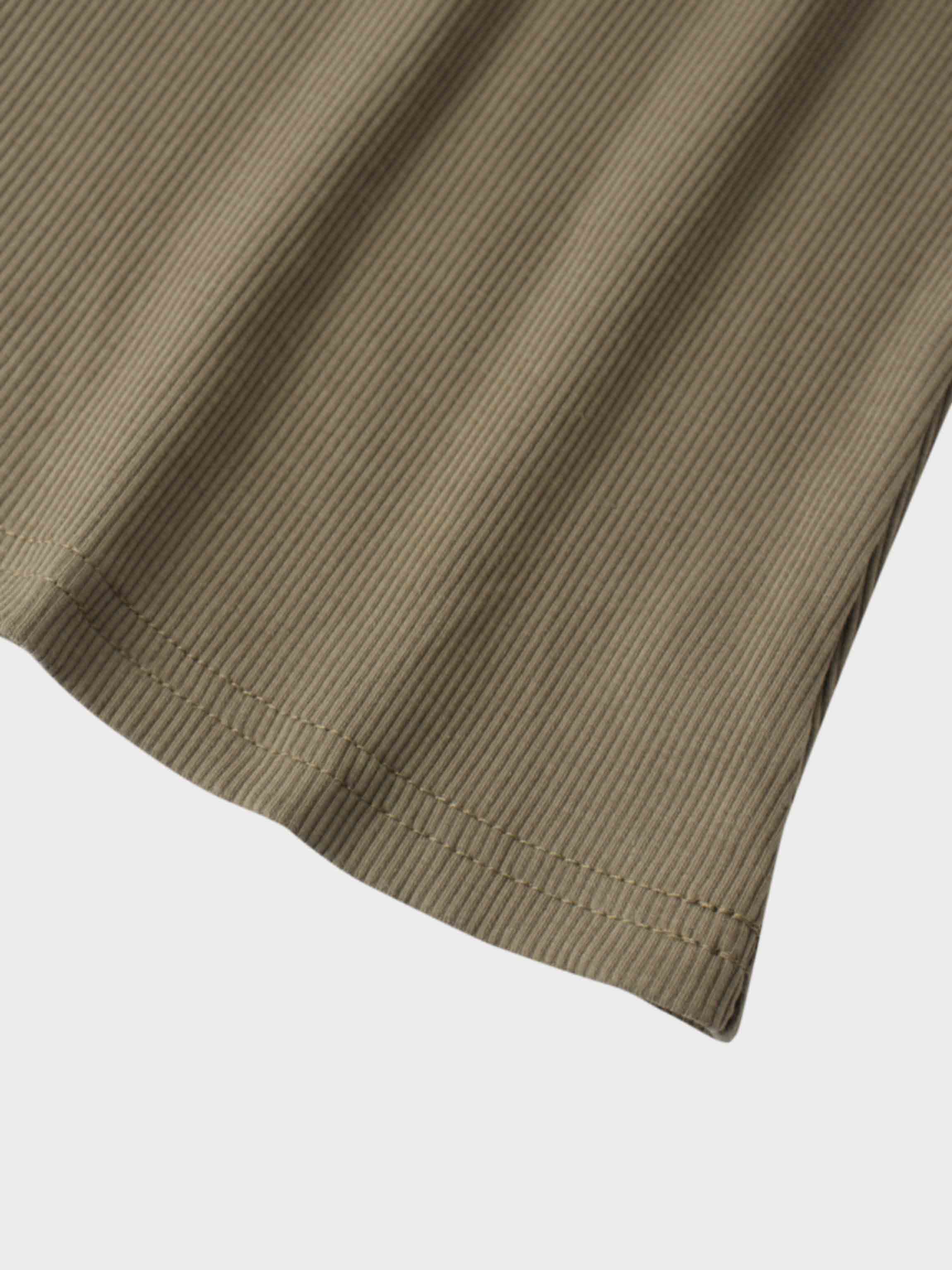Soft Ribbed High V Tee-Olive Green