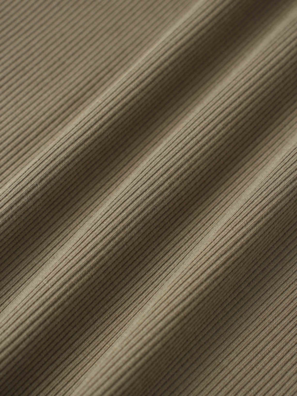 Soft Ribbed High V Tee-Olive Green