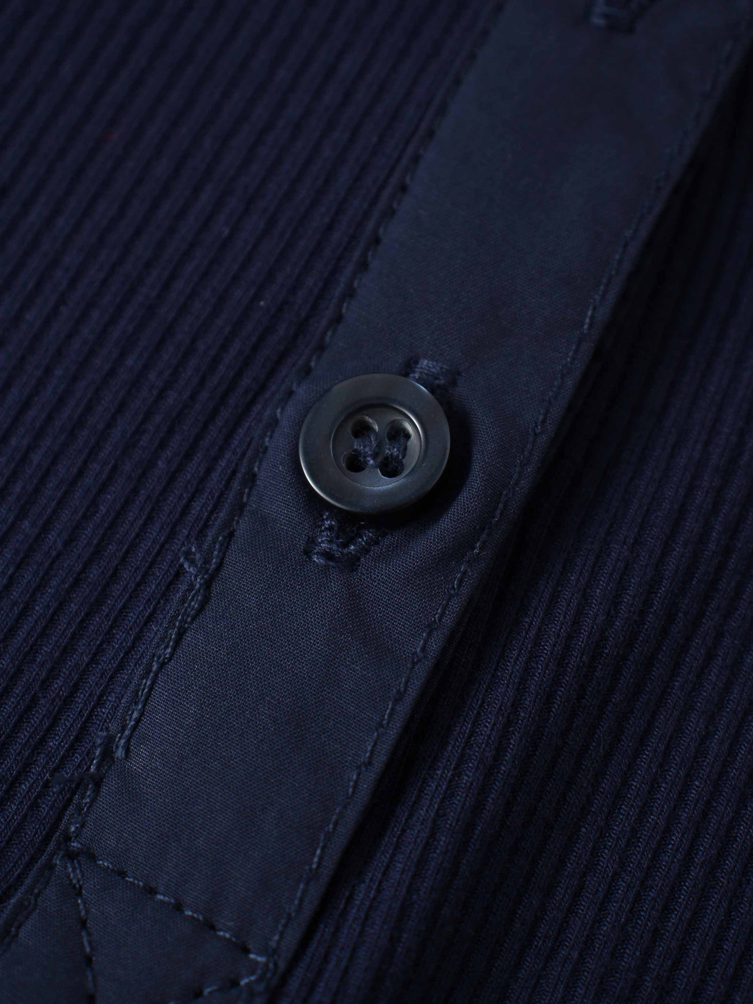 Puff Sleeve Ribbed T-Shirt-Navy