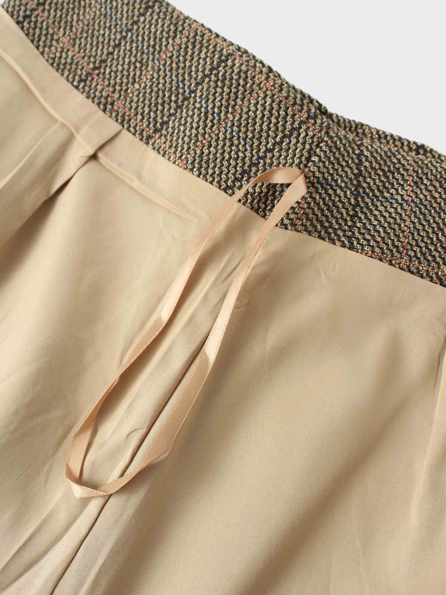 Tweed Herringbone Fringe Skirt 35&quot;-Olive