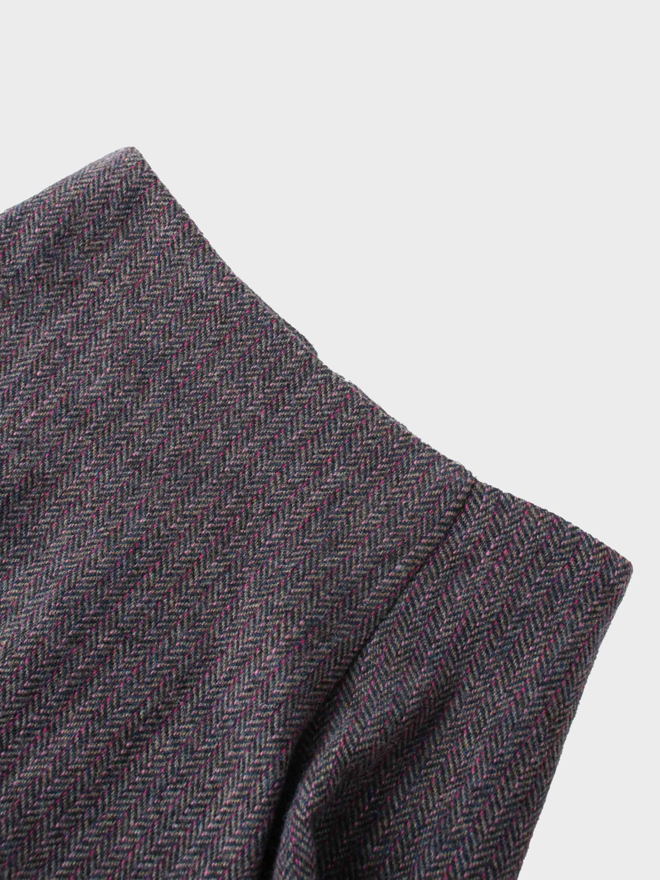Tweed Herringbone Fringe Skirt 35&quot;-Pink/Purple