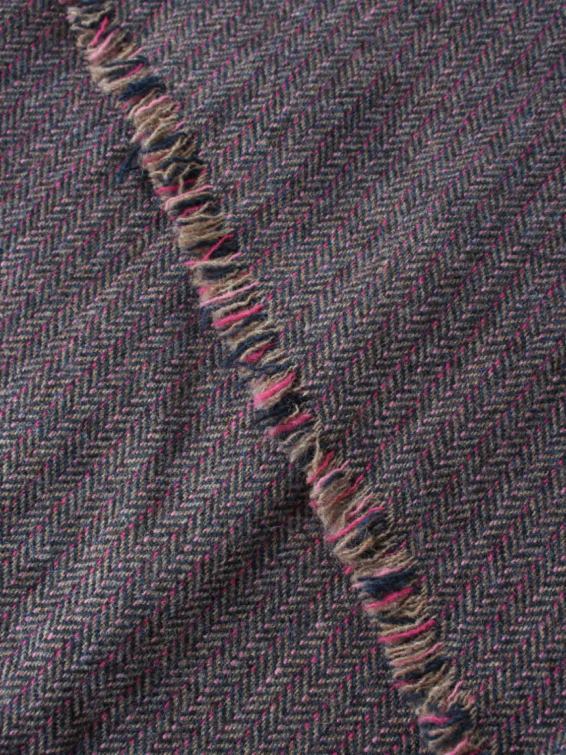 Tweed Herringbone Fringe Skirt 35&quot;-Pink/Purple
