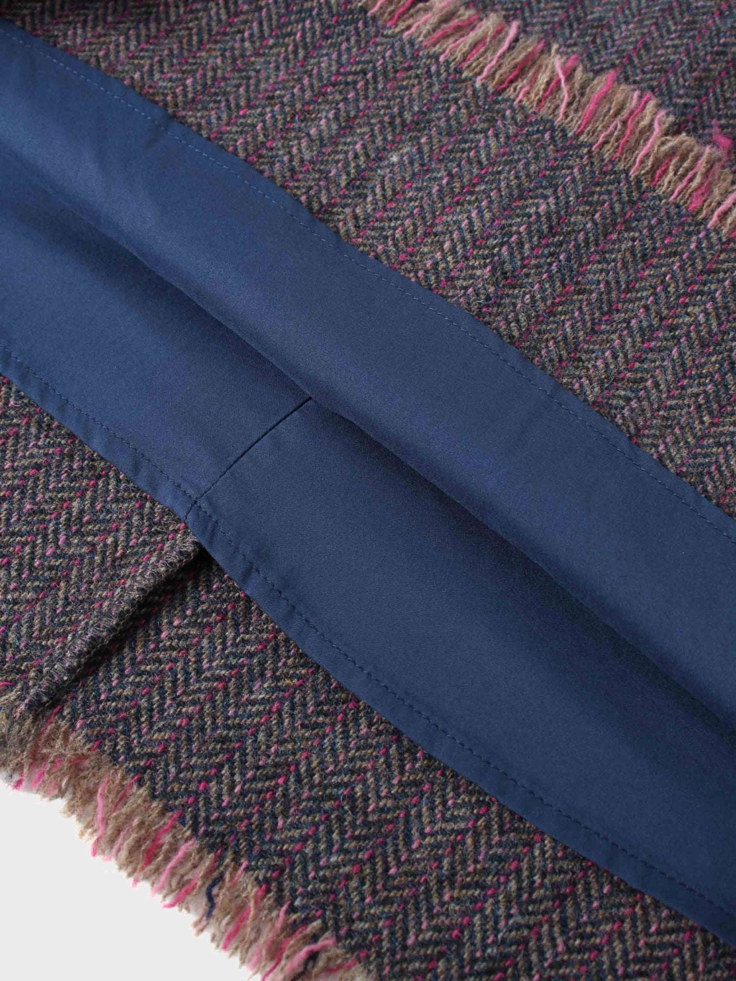 Tweed Herringbone Fringe Skirt 35&quot;-Pink/Purple