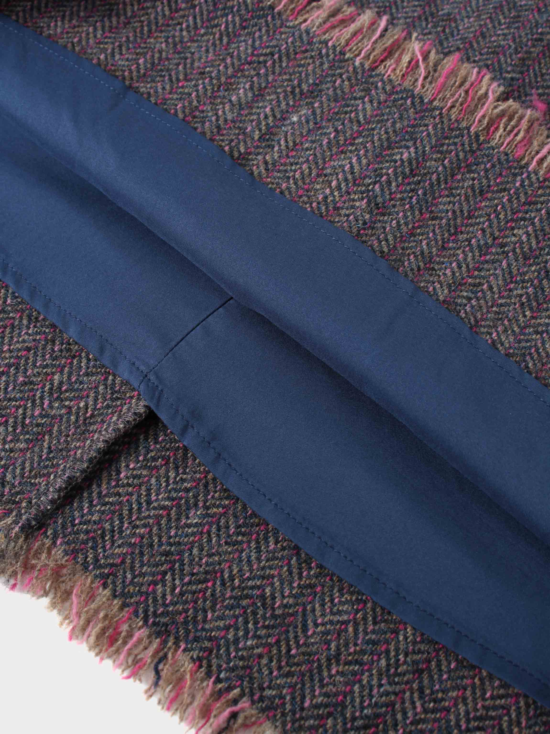 Tweed Herringbone Fringe Skirt 35&quot;-Pink/Purple