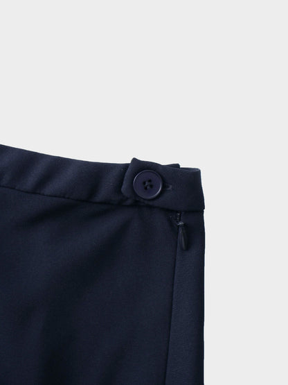 Crepe Flare Skirt-Navy