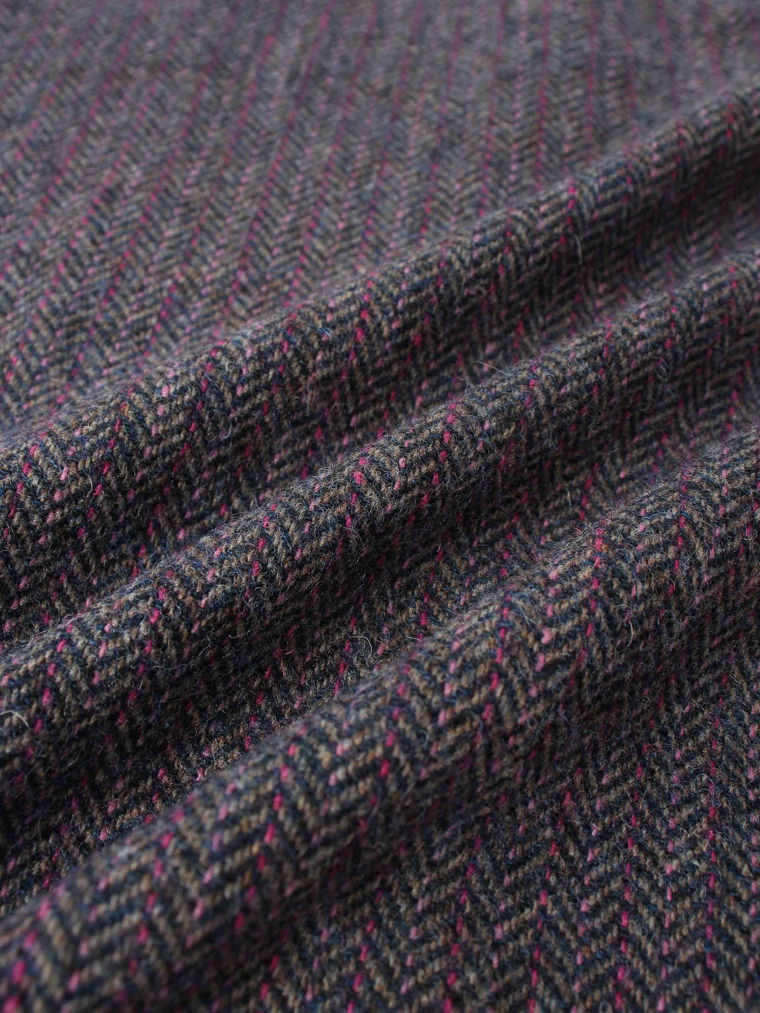 Tweed Herringbone Fringe Skirt 35&quot;-Pink/Purple