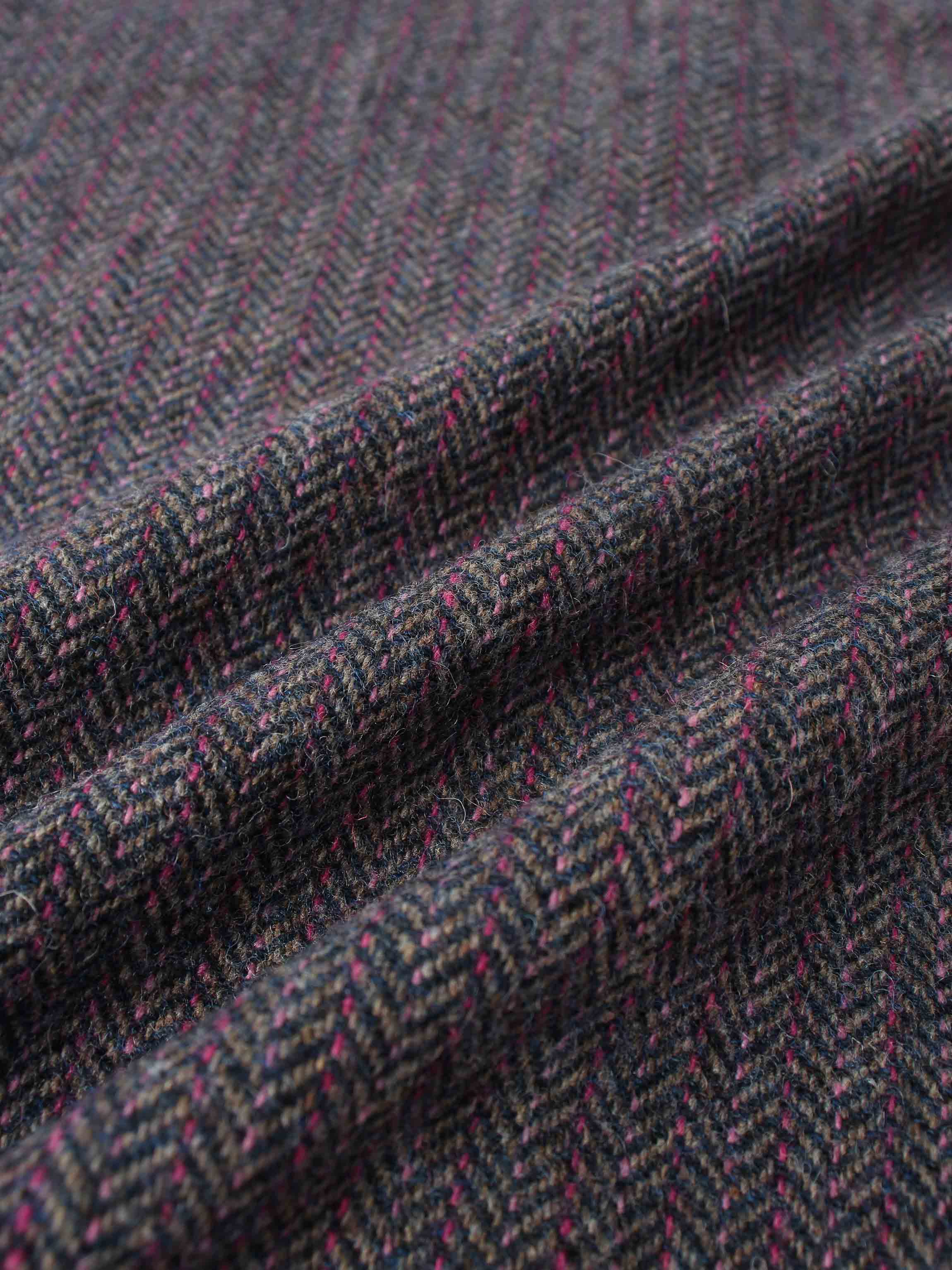 Tweed Herringbone Fringe Skirt 35&quot;-Pink/Purple