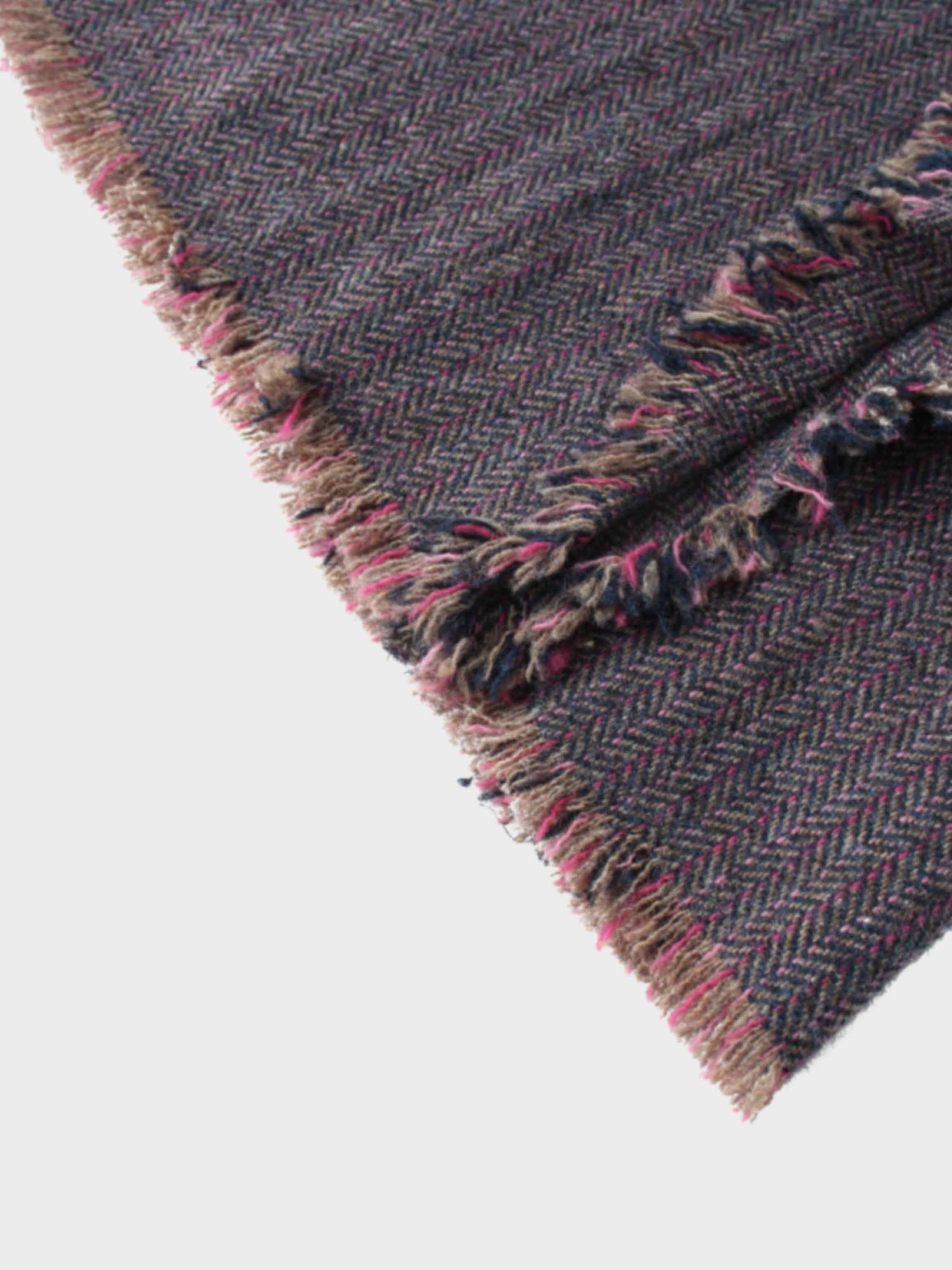 Tweed Herringbone Fringe Skirt 35&quot;-Pink/Purple