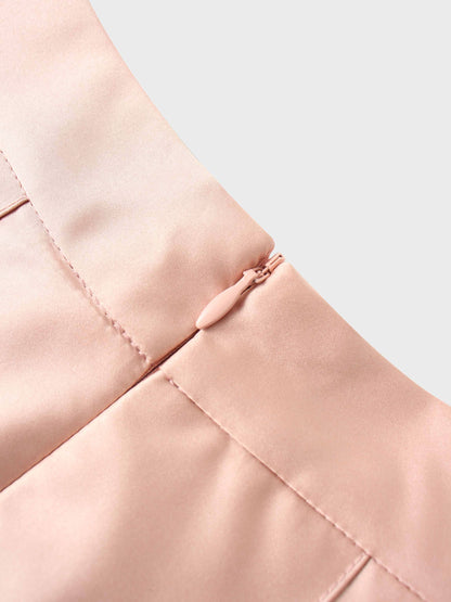 Lux Satin Pleated Skirt 37"-Blush