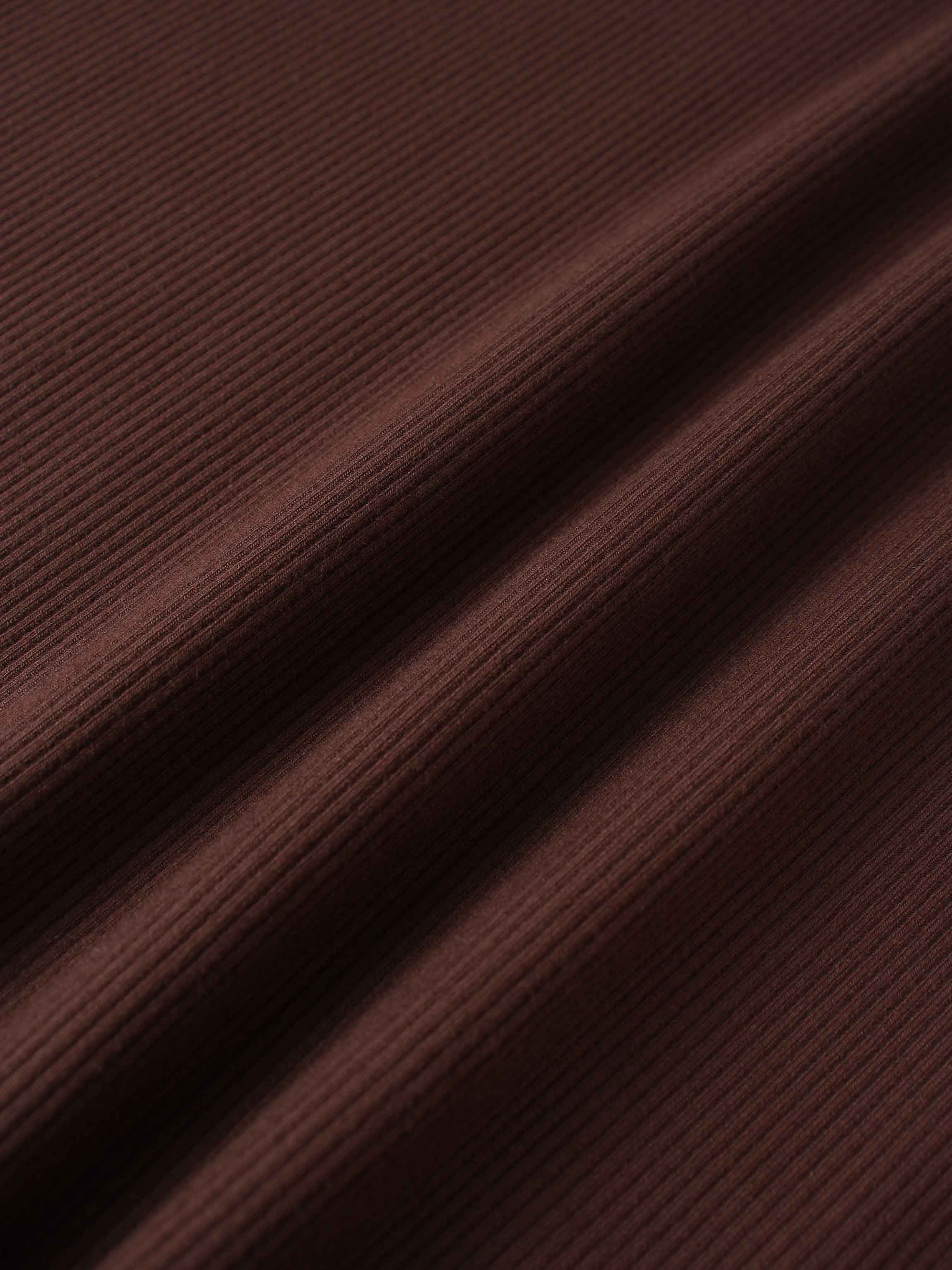 Puff Sleeve Ribbed T-Shirt-Brown