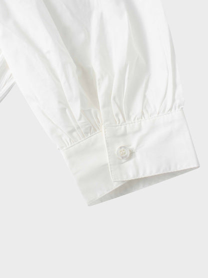 Puff Sleeve Ribbed T-Shirt-White