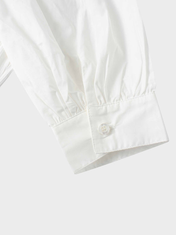 Puff Sleeve Ribbed T-Shirt-White