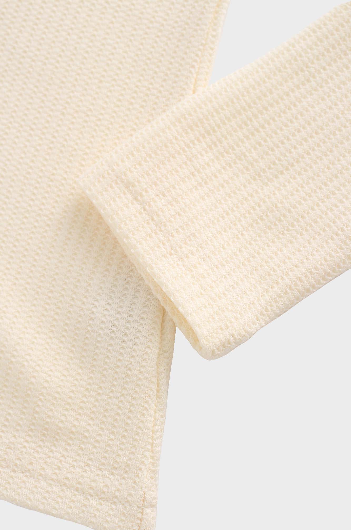 Textured Stretch Turtleneck-Ivory