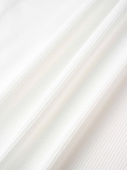 Puff Sleeve Ribbed T-Shirt-White