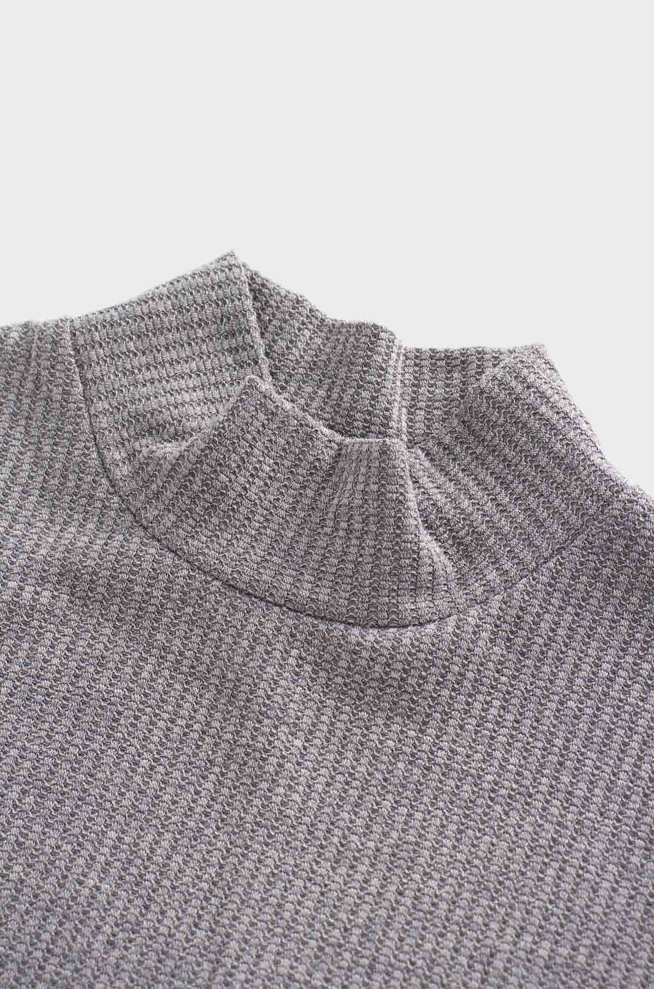 Textured Stretch Turtleneck-Grey