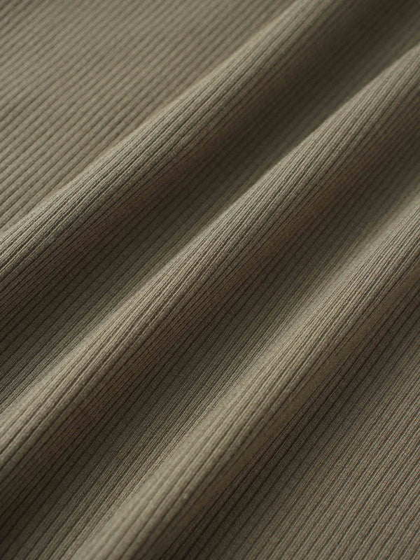 Puff Sleeve Ribbed T-Shirt-Olive