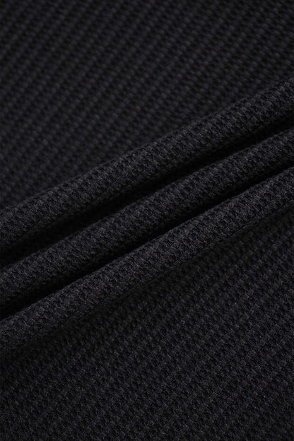 Textured Stretch Turtleneck-Black
