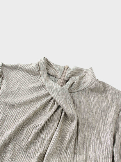 Shimmer Front Knot Pleat Dress 50"-Gold