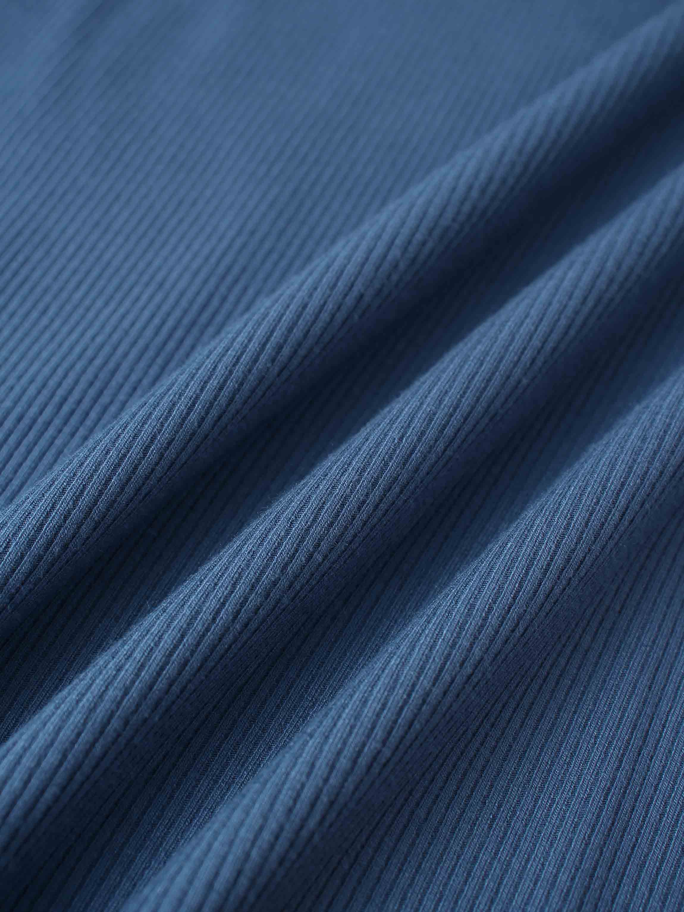 Puff Sleeve Ribbed T-Shirt-Dark Blue