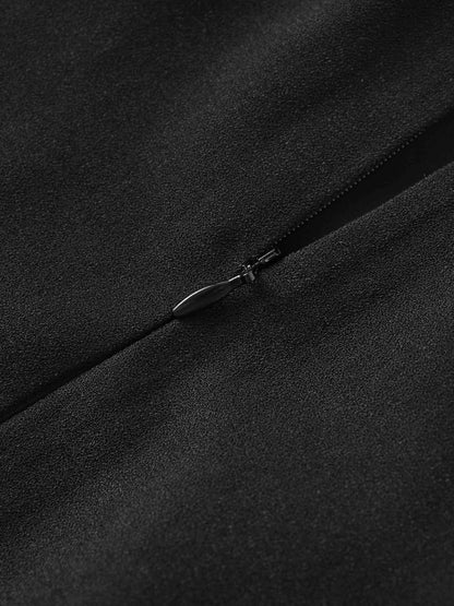 Stitched Down Pleated Jumper-Black