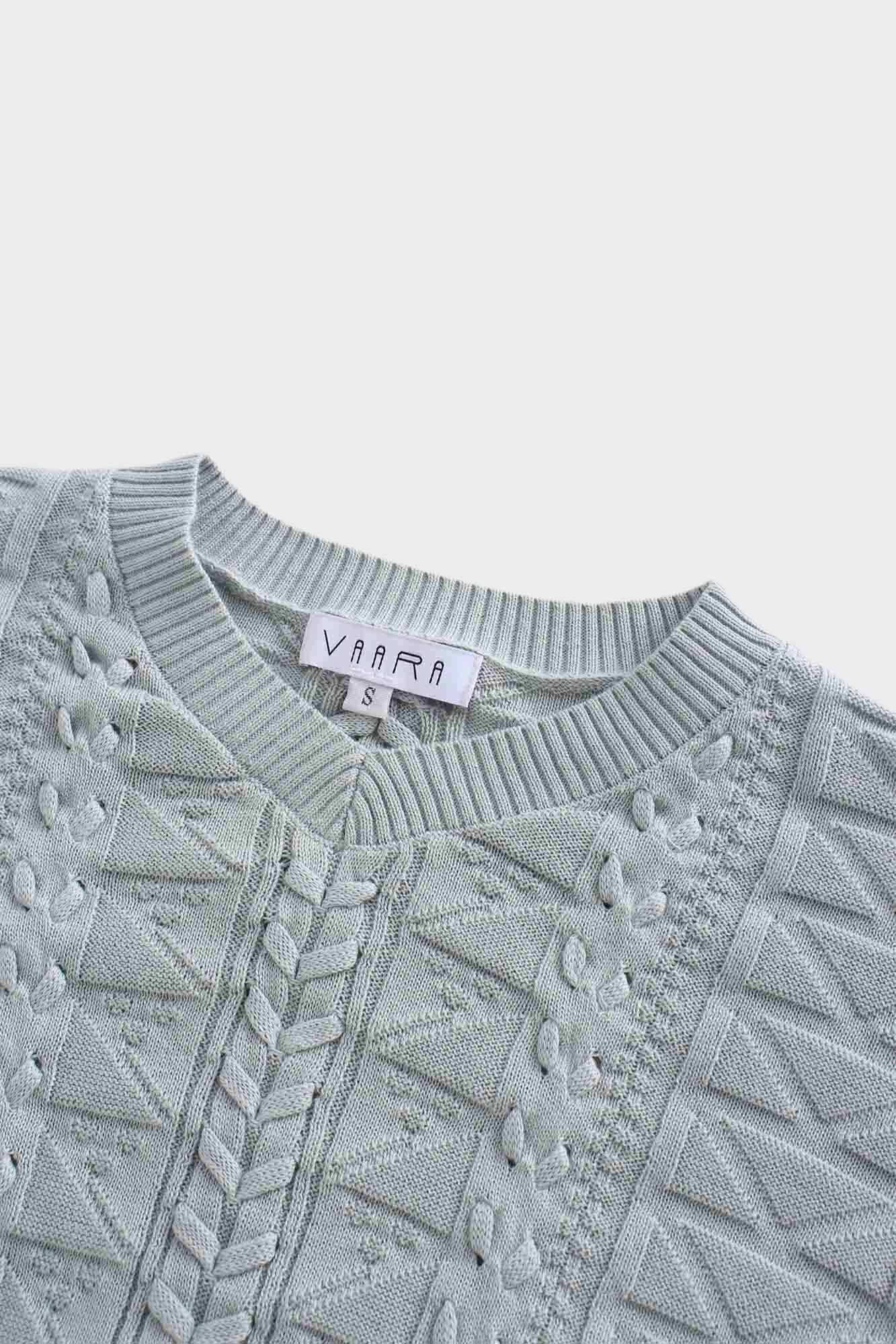 Cross Stitch Sweater-Slate Blue