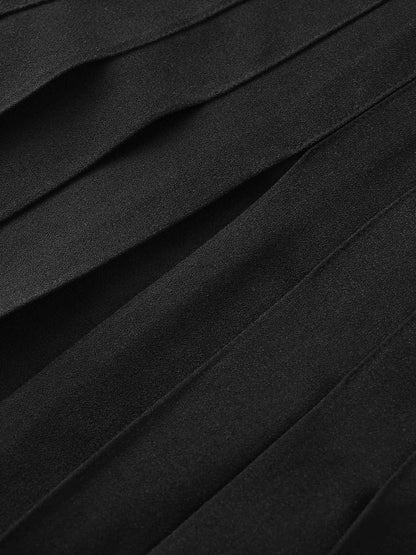 Stitched Down Pleated Jumper-Black