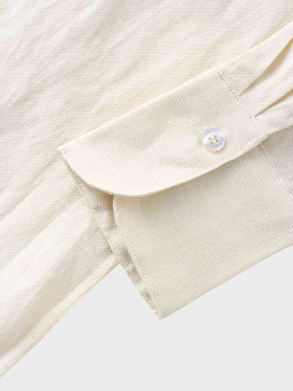 Linen Button Down Blouse-Ecru