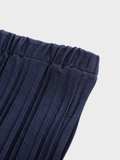 Thin Pleated Skirt-Dark Blue