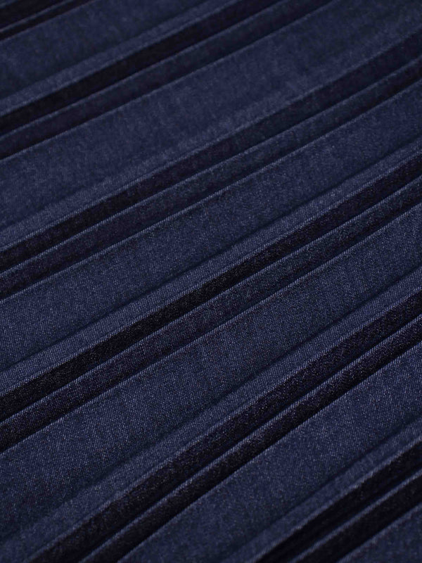 Thin Pleated Skirt-Dark Blue