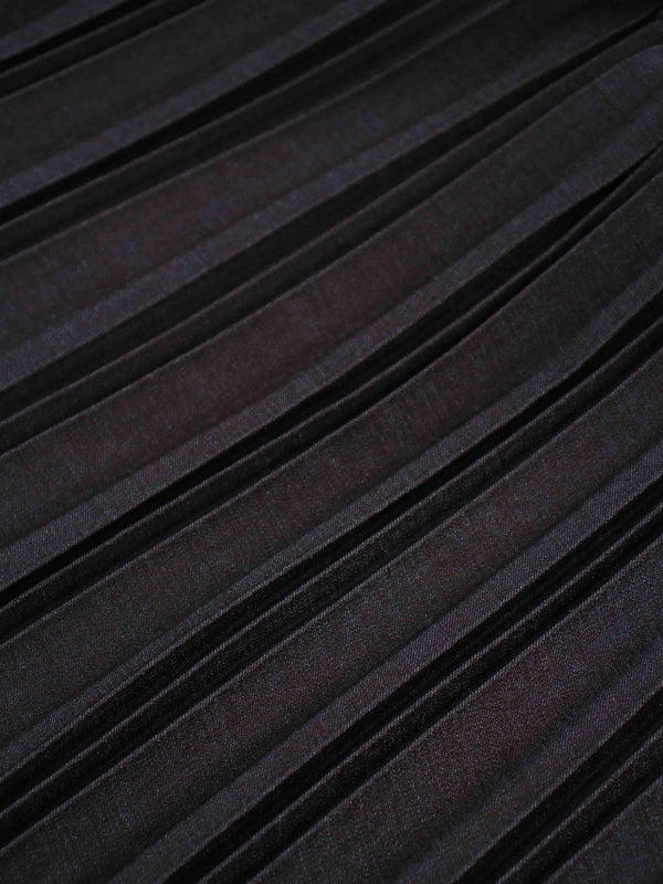 Thin Pleated Skirt-Black Denim