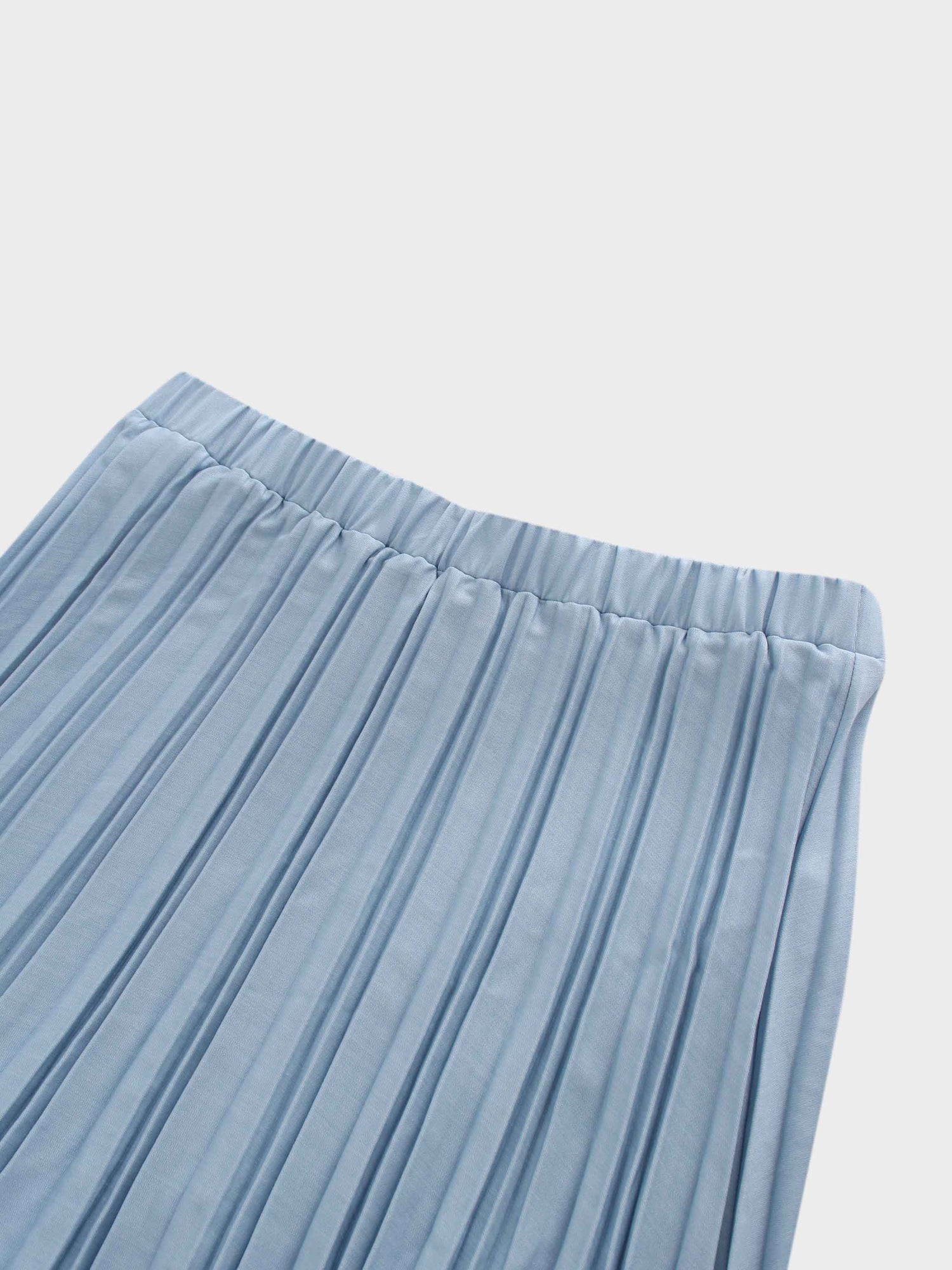 Denim Pleated Skirt-Light Blue