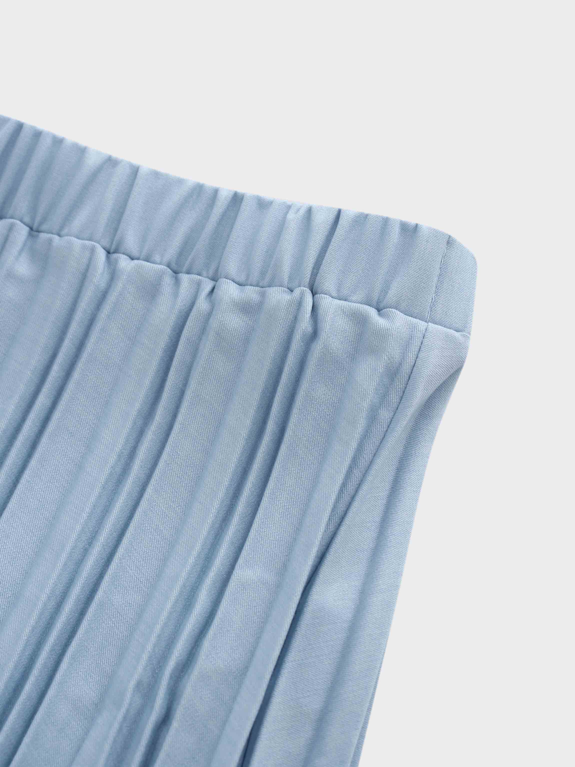 Denim Pleated Skirt-Light Blue