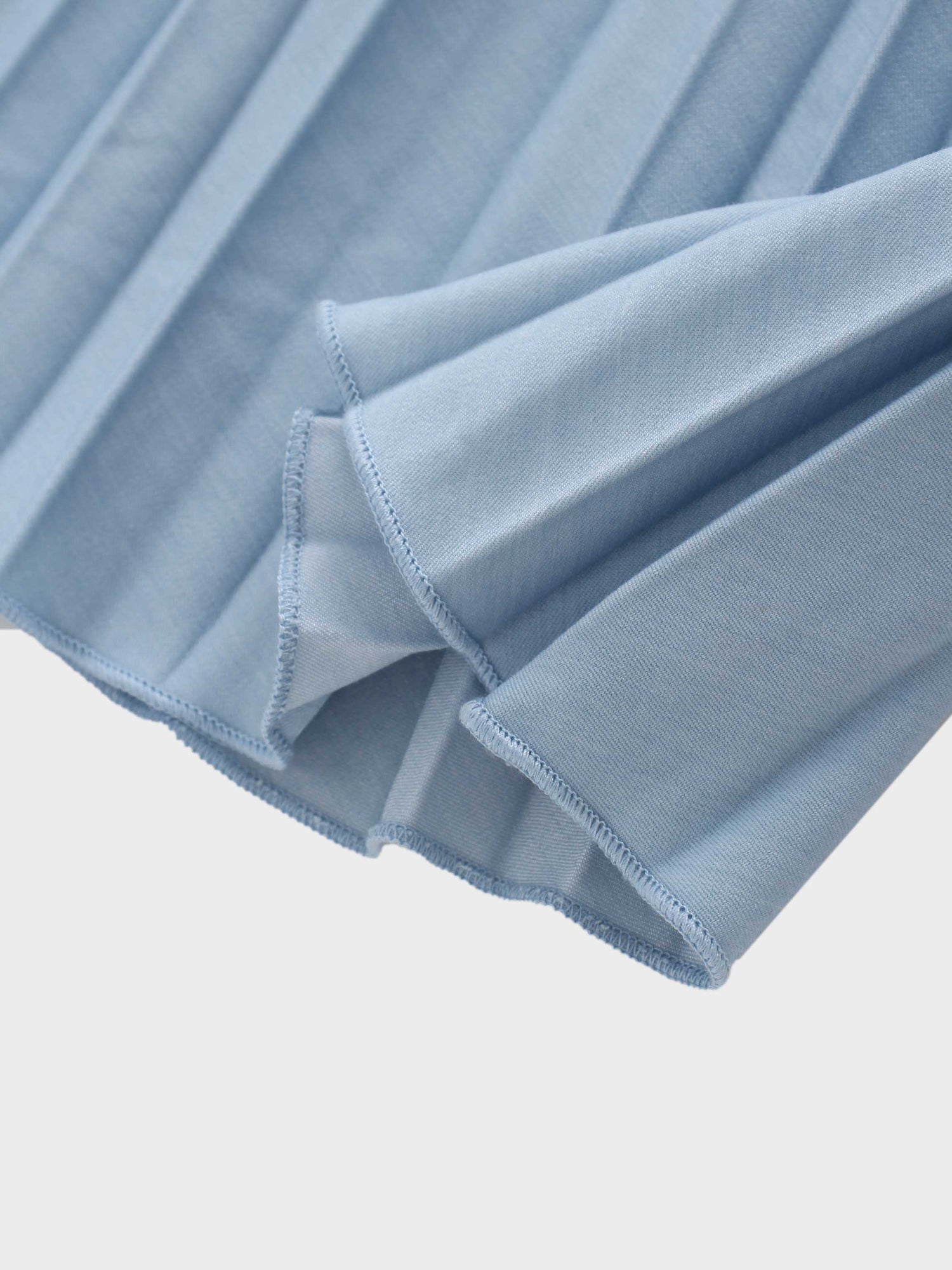 Denim Pleated Skirt-Light Blue