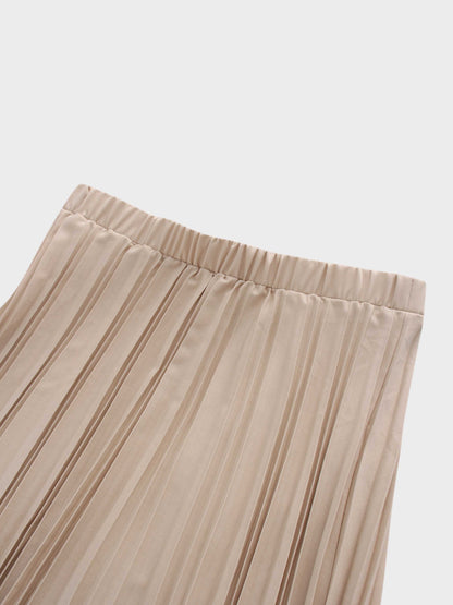 Thin Pleated Skirt-Stone