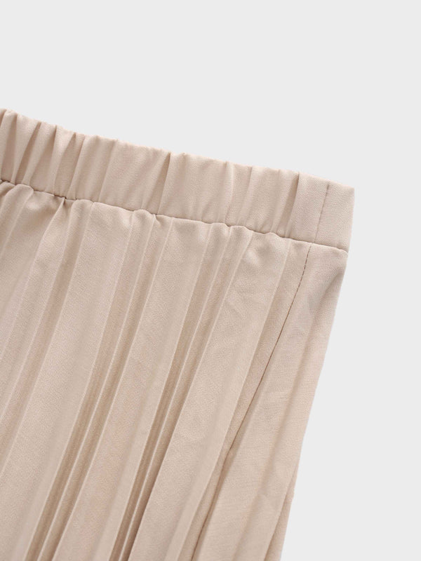 Thin Pleated Skirt-Stone
