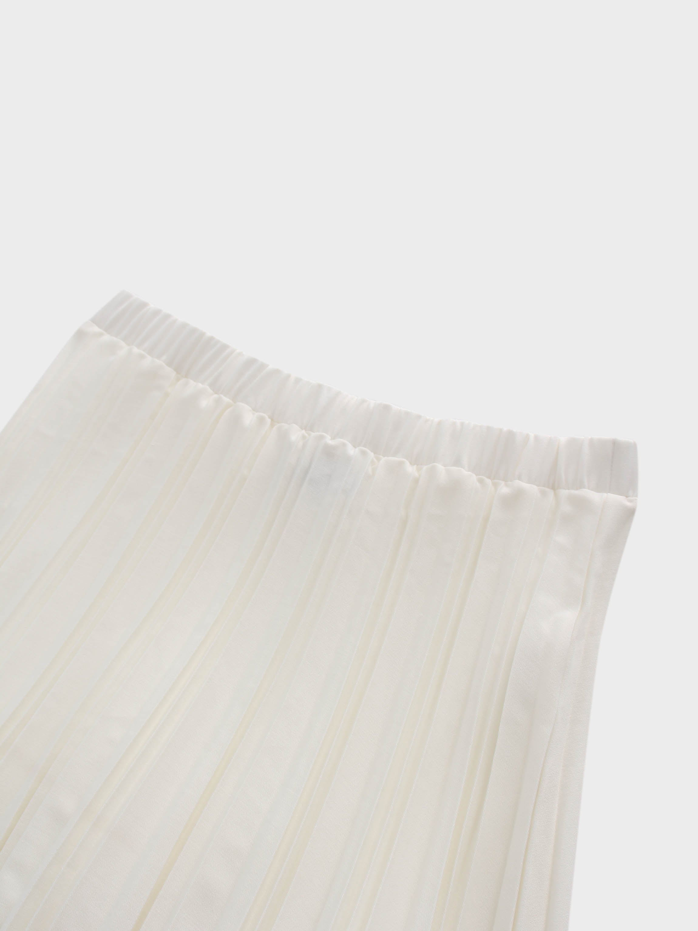 Denim Pleated Skirt-White