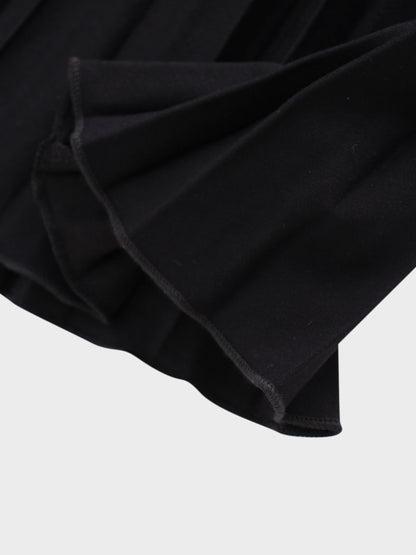 Thin Pleated Skirt-Black