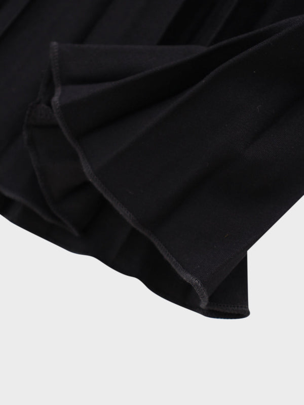 Thin Pleated Skirt-Black