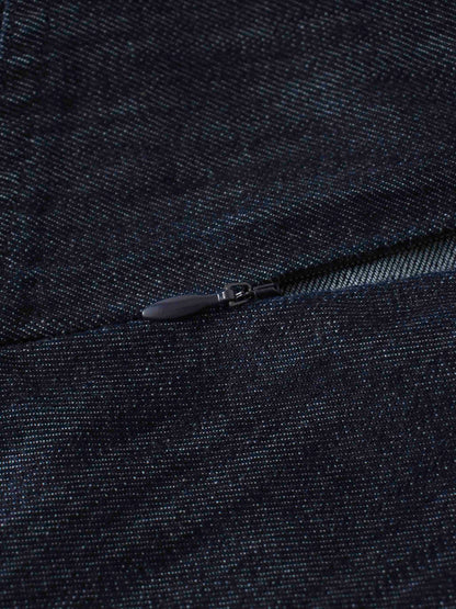 Denim Yoke Circle Skirt-Dark Blue