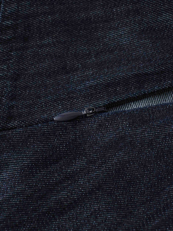 Denim Yoke Circle Skirt-Dark Blue