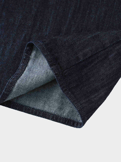 Denim Yoke Circle Skirt-Dark Blue