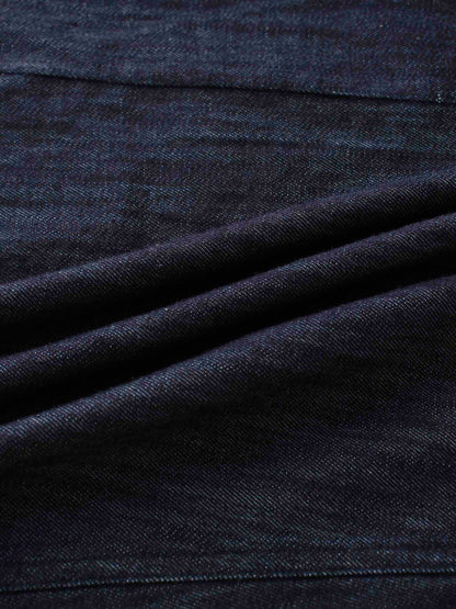 Denim Yoke Circle Skirt-Dark Blue