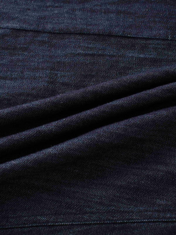 Denim Yoke Circle Skirt-Dark Blue