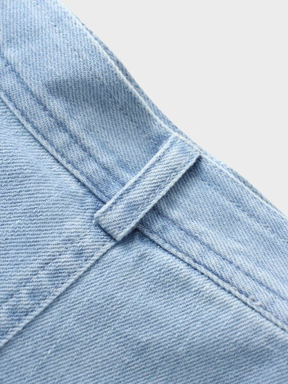 Denim Yoke Circle Skirt-Light Blue