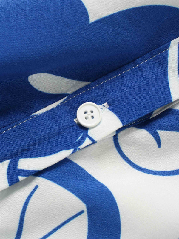 Pintuck Detail Blouse-Blue Carolina Floral