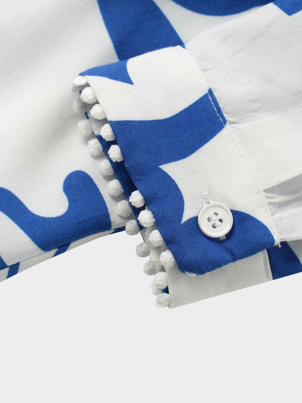 Pintuck Detail Blouse-Blue Carolina Floral