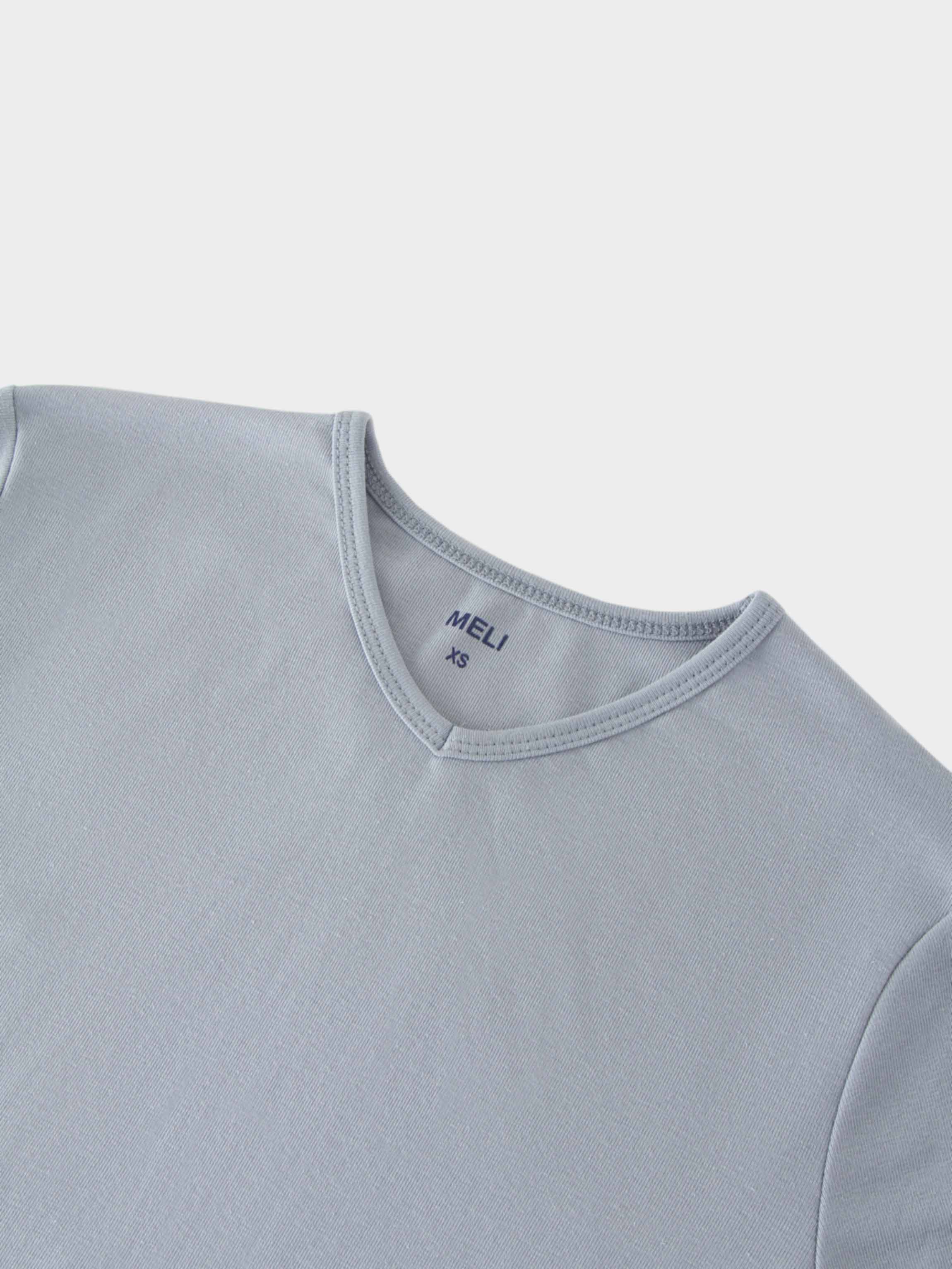 BASIC HIGH V TEE 3Q-LIGHT BLUE