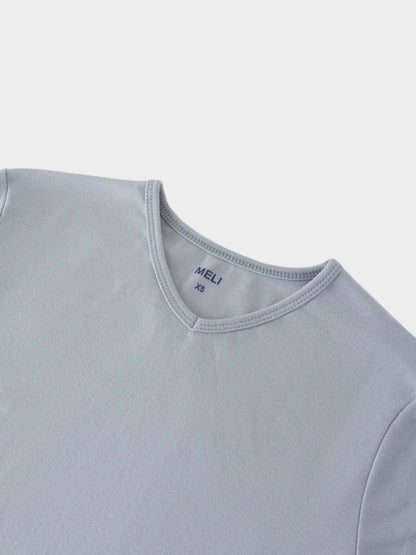 BASIC HIGH V TEE 3Q-LIGHT BLUE