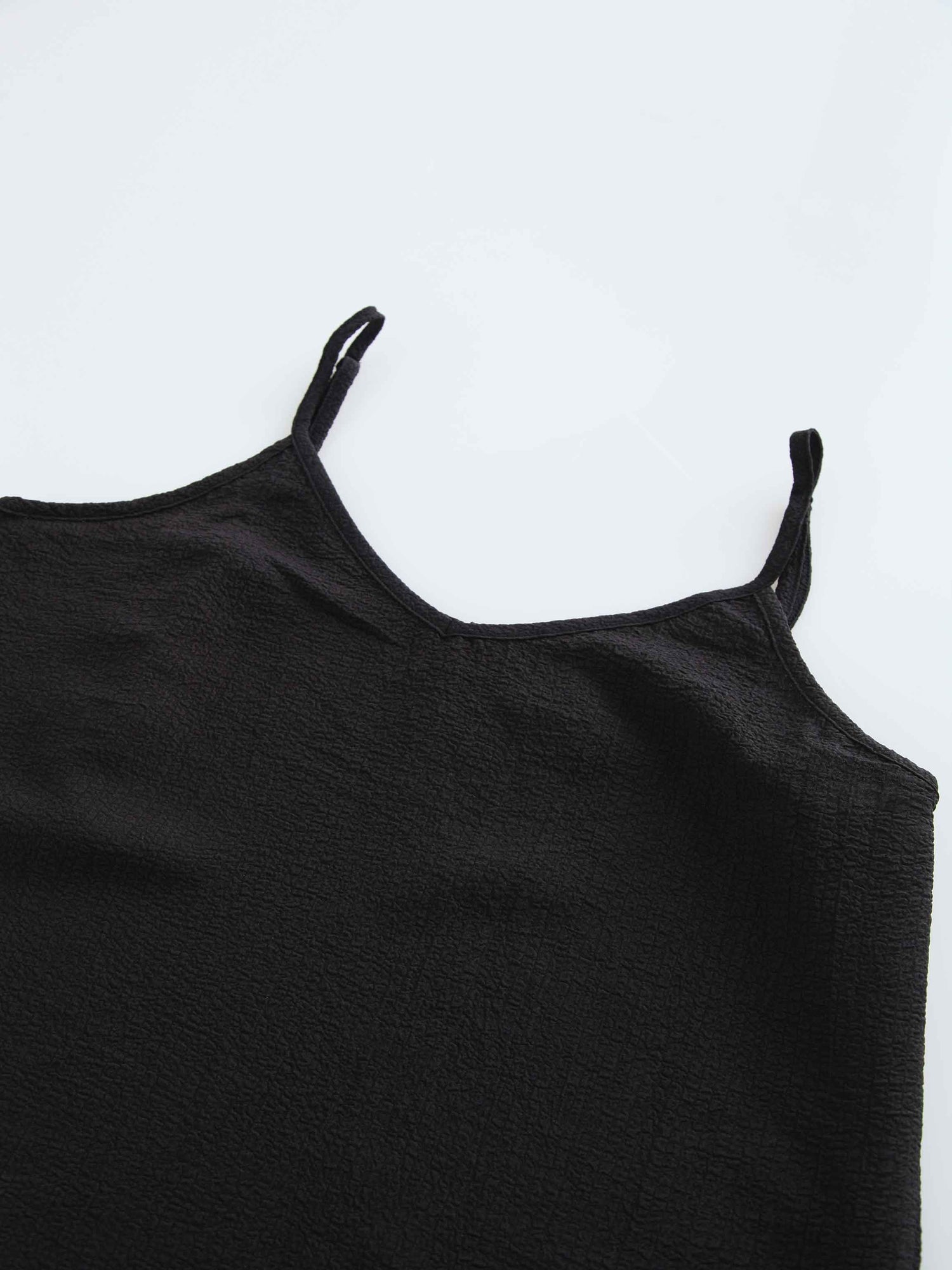 Textured Slip Dress-Black